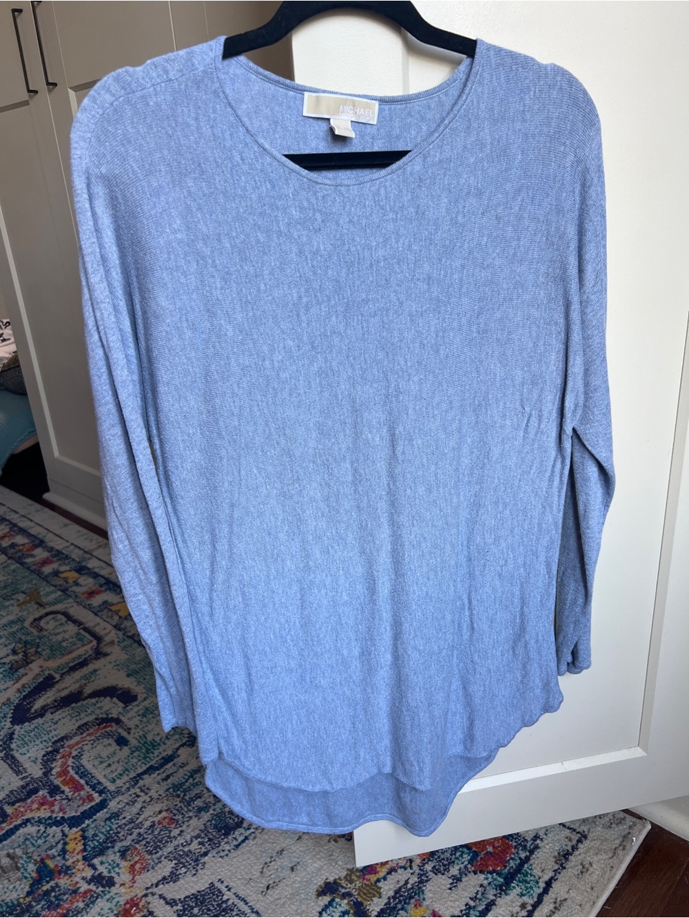 MICHAEL Michael Kors Light Blue Fine Ribbed High-Low Tunic Sweater - Size M